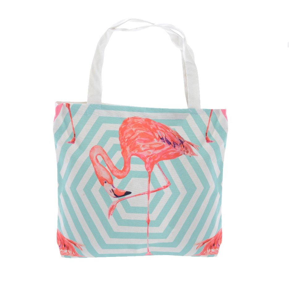 Taška Flamingo modrá, 43 x 45 cm