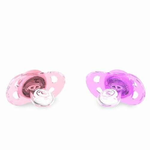 Twistshake Set de 2 suzete 0-6 luni, roz și violet