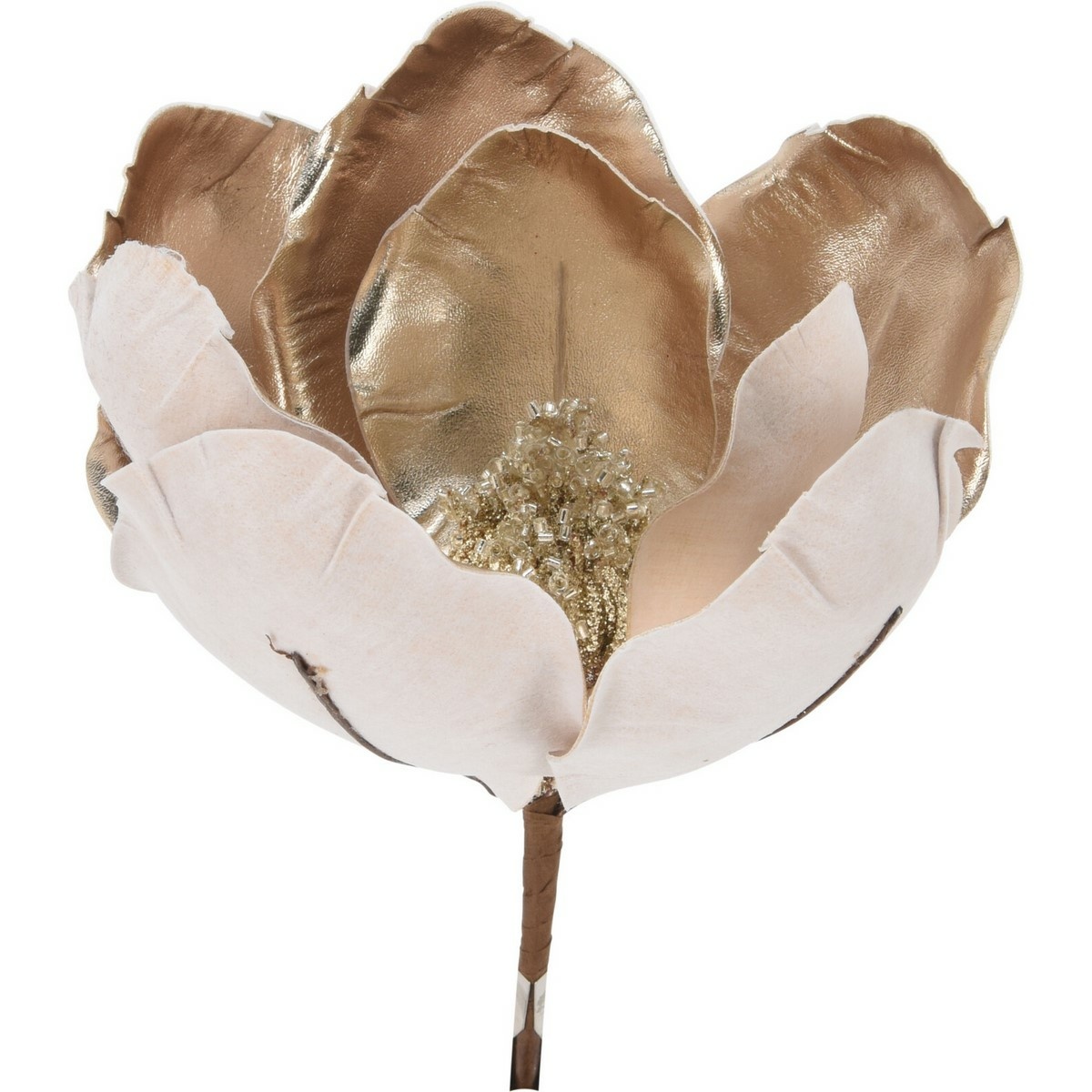 Fotografie Umělá magnolie na klipu zlatá, 22 x 20 cm