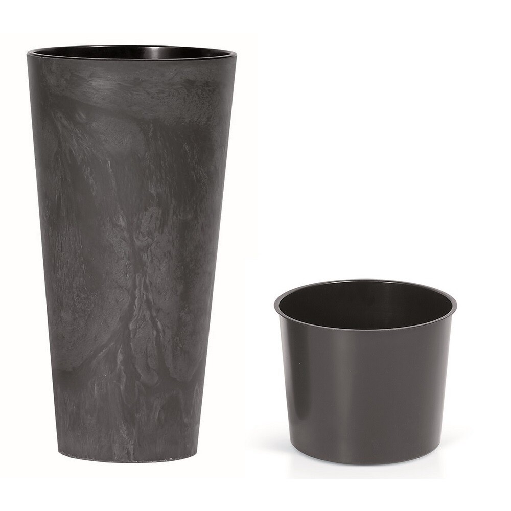 Doniczka TUBUS SLIM BETON EFFECT z wkładką 30 cm, antracytowy, 30 cm