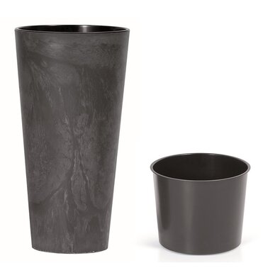 TUBUS SLIM BETON EFFECT virágtartó 30 cm betéttel, antracit