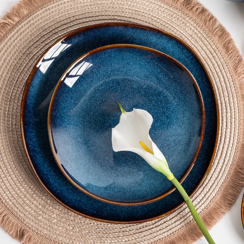 Altom Ceramiczny płytki talerz Reactive Navy Blue 25,5 cm
