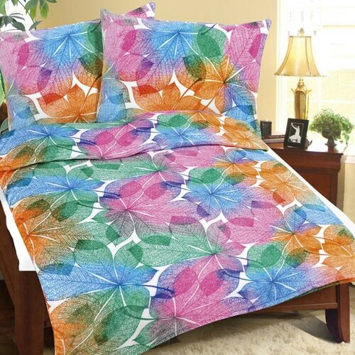 Bellatex Lenjerie microflanel Frunze curcubeu, 140 x 220 cm, 70 x 90 cm imagine