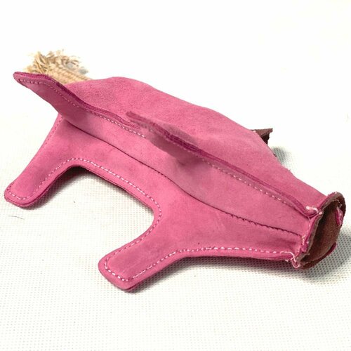 PafDog Ferkel Pinky Hundespielzeug aus Leder und Jute, 28 cm