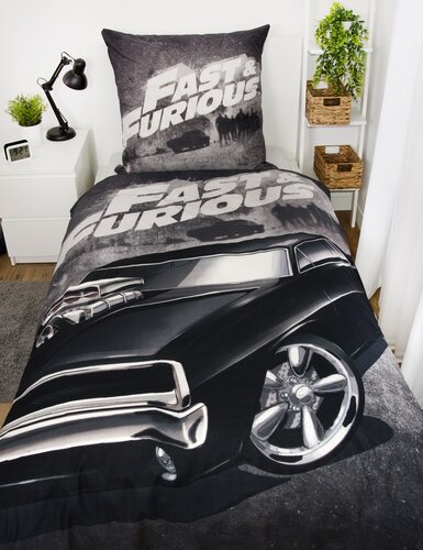 Lenjerie de pat din bumbac Herding Fast andFurious, 135 x 200 cm, 80 x 80 cm