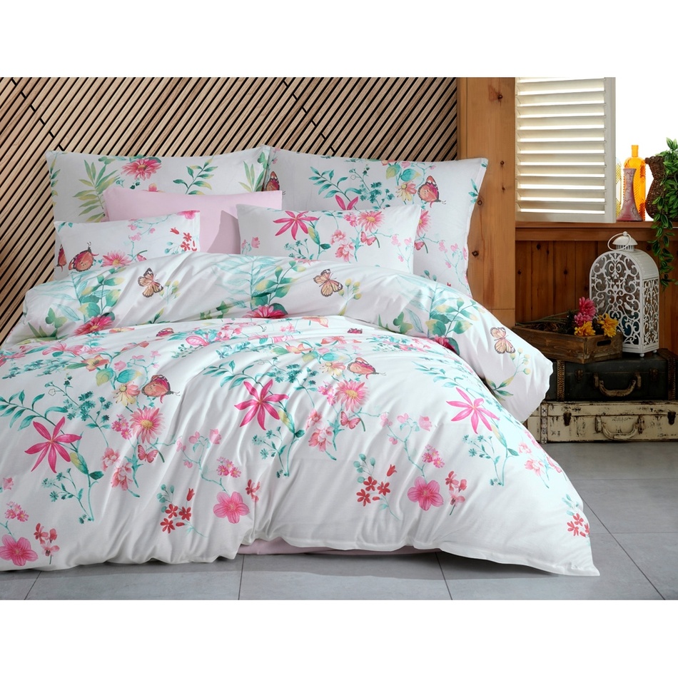 Poza Lenjerie de pat din bumbac Vitalis, roz, 220 x 200 cm, 2x 70 x 90 cm