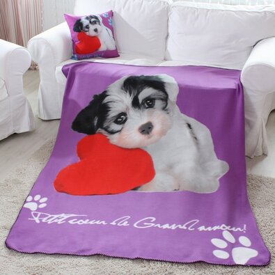 Domarex Koc Puppy Love Dog fioletowy, 130 x 160 cm