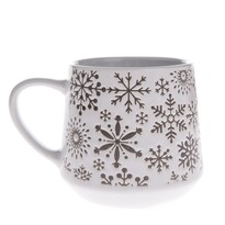 Świąteczny kubek ceramiczny Płatki śniegu, 530 ml, biały