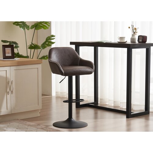 Scaun de bar din piele ecologică B-716 BR3, maro