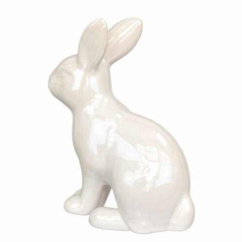 Dekoracje wielkanocne Biały zajączek, ceramika,10,2 x 13 x 5,2 cm