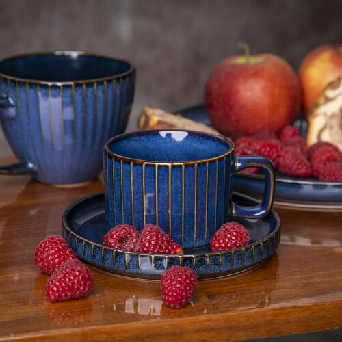 Altom Spodek porcelanowy Reactive Stripes niebieski, 14 cm