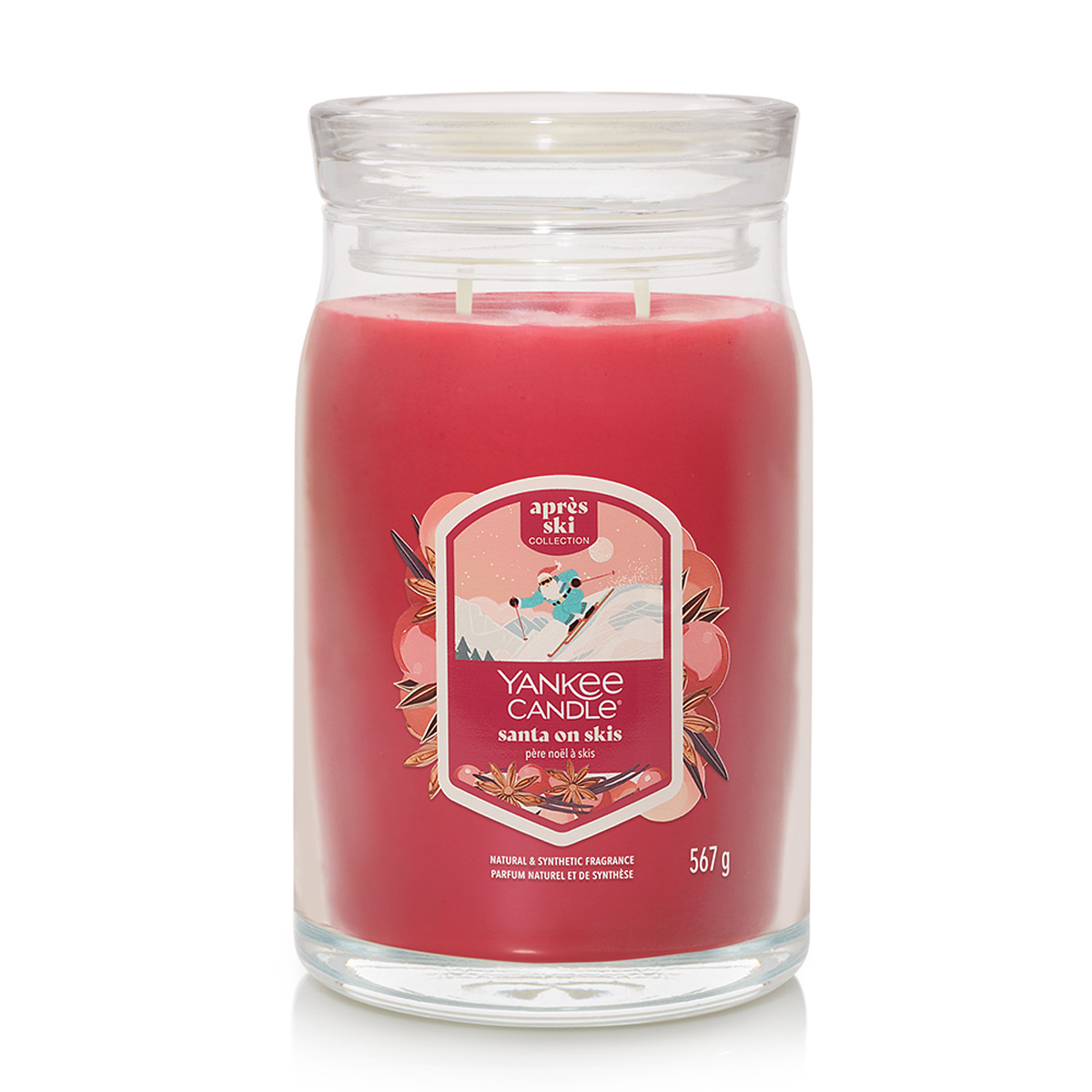 Yankee Candle Duża świeca zapachowa Signature Santa On Skis, 567 g, L