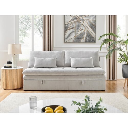 Rozkładana sofa trzyosobowa ASB-4740 BGE2,manżestrowa, beżowa