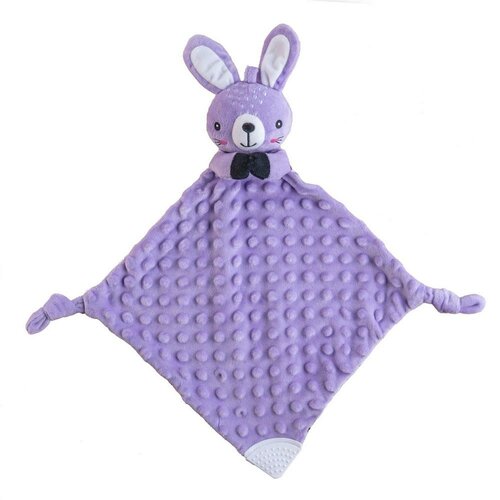Usínačik babyted Zajačik, hryzátko, hrkálka plyš 25 x 25 cm, fialová
