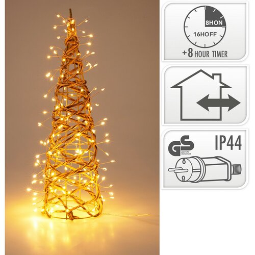 Decorațiune de Crăciun pentru exterior Con luminos, 40 x 12 cm, 160 LED-uri, alb cald