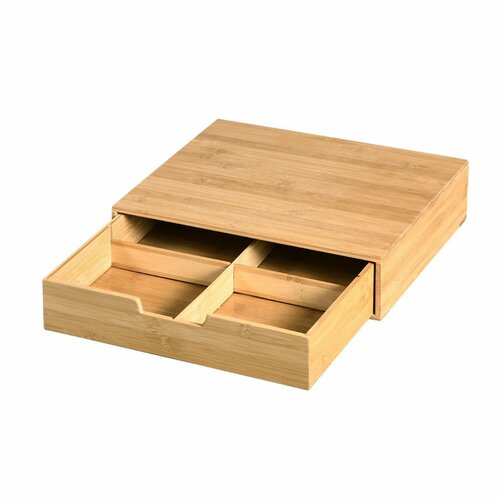 Kesper 58952 Organizator pentru capsule de ceai șicafea bambus, 34 x 31 x 8 cm