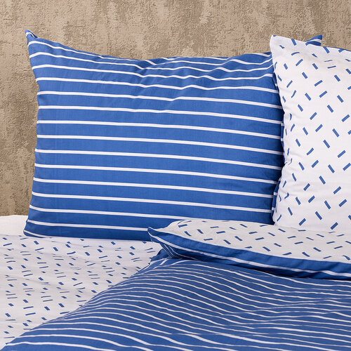 Lenjerie de pat din bumbac 4Home Dungi, albastru, 140 x 220 cm, 70 x 90 cm
