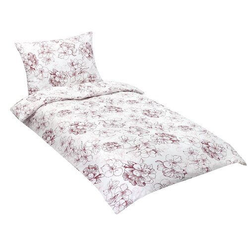 Bellatex Baumwollbettwäsche Blüte burgundy, 140 x 200 cm, 70 x 90 cm