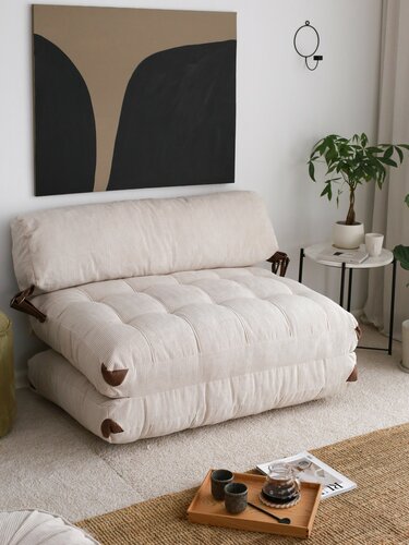 Canapea extensibilă Fold Kadife 2 Alb