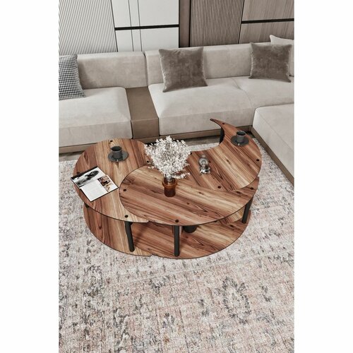 Couchtisch-Set Yin Yang Walnut, 3 Stück