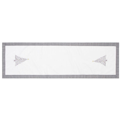 Traversă de masă Pom de Crăciun, Ornament gri, 40 x 140 cm