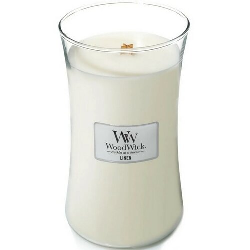 WoodWick dišeča sveča, velika vaza, lan, 609 g