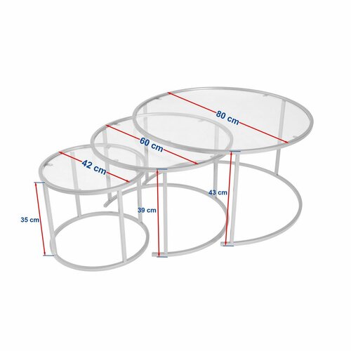 Aurum Gold konferenciaasztal-készlet 80 cm, 3 db