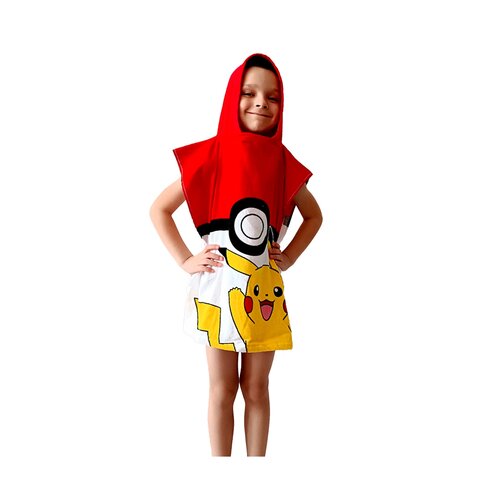 Dětské pončo Pokémon Pokéball a Pikachu, 50 x 115 cm