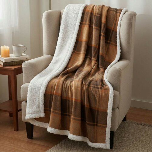 Pătură imitație blăniță Classic maro, 200 x 150 cm