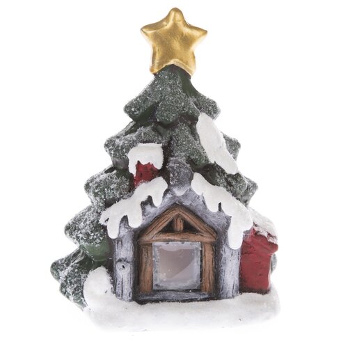 Ozdoby świąteczne Świecący domek z choinką, 12 x15,6 x 9,4 cm, LED