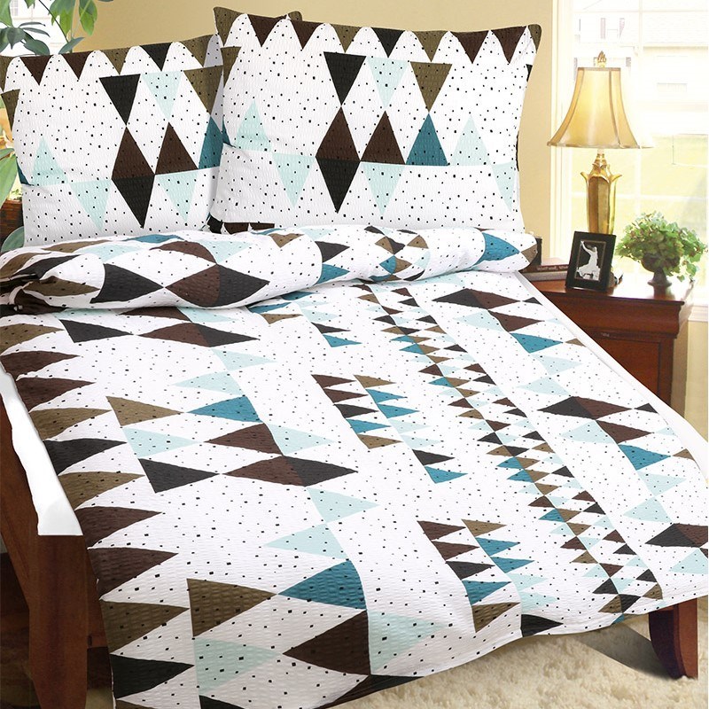 Bellatex Povlečení krep Tyrkysová geometrie , 240 x 220 cm, 2 ks 70 x 90 cm