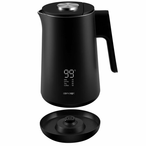 Fierbător digital Concept RK3340 din oțel inoxidabil, 1,7 l INTUITIVE, negru