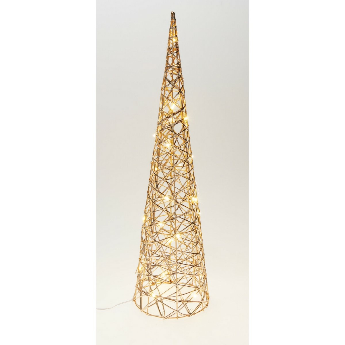Świąteczny stożek świetlny Champagne, 60 x 16 cm,30 mikrodiod LED, zasilany bateriami, 60 cm