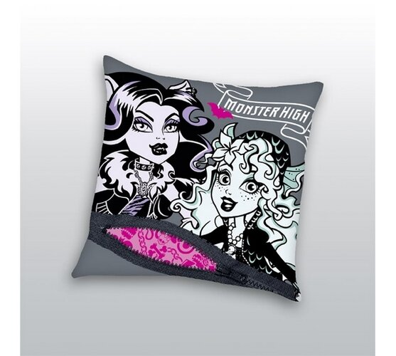 Vankúš Monster High, 40 x 40 cm, biela + sivá, 40 x 40 cm
