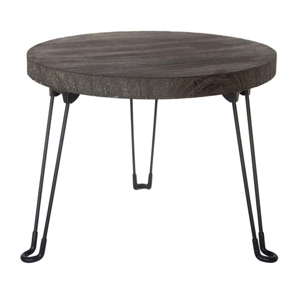 Odkládací stolek Pavlovnie šedé dřevo, pr. 45 cm