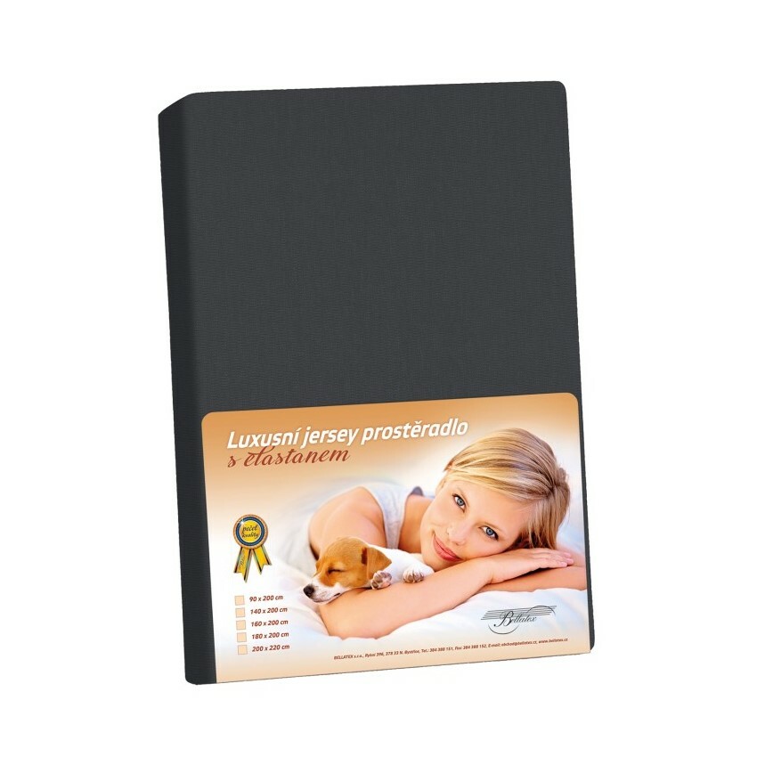 Jersey prestieradlo s elastanom čierna, 90 x 200 cm