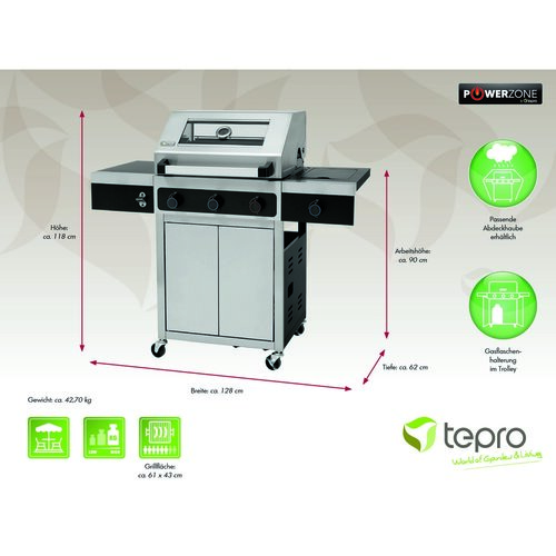 Tepro 3314 Keansburg 3 Special Edition gázgrill, 3égővel, 128 x 62 x 118 cm
