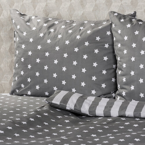 4Home Lenjerie pat bumbac Stars gri 1 pers., 140 x 220 cm, 70 x 90 cm