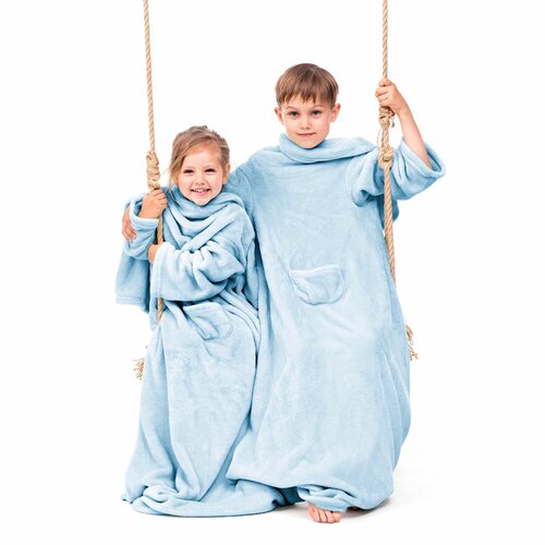 Decoking odeja z rokavi Lazy Kids modra, 90 x 105cm