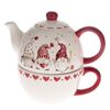 Świąteczny czajnik ceramiczny do herbaty Krasnale, czerwony