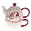 Świąteczny czajnik ceramiczny do herbaty Krasnale, czerwony