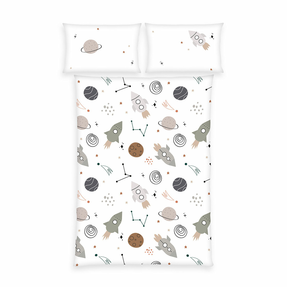 Herding Baby flanel bölcsőágynemű Space, 100 x 135cm, 40 x 60 cm