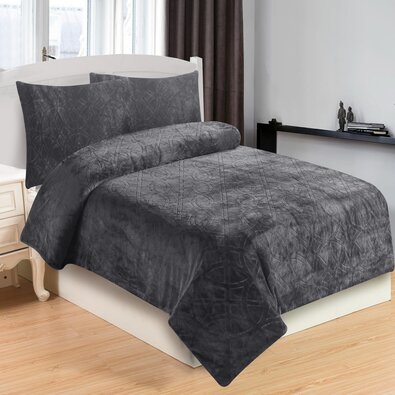 Постільна білизна з мікроплюшу Symbol темно-сіра, 140 x 200 см, 70 x 90 см