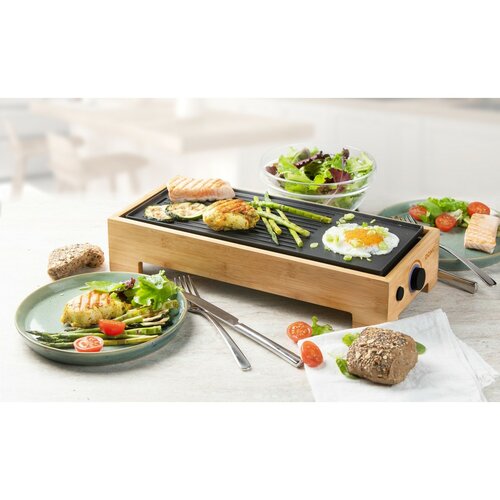DOMO DO9270G stolní elektrický Plancha gril Bamboo Style
