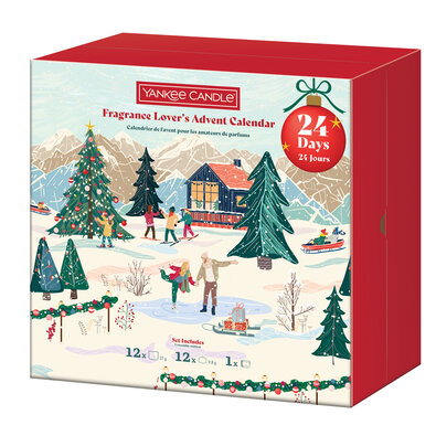 Yankee Candle Advent könyv/naptár 2025, voti vnígyertya 12 db, tea gyertya 12 db + gyertyatartó