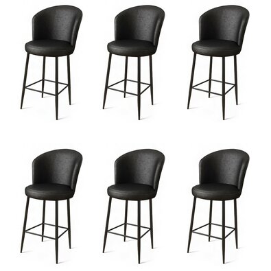 Barstuhl-Set Uras Black, 6 Stück