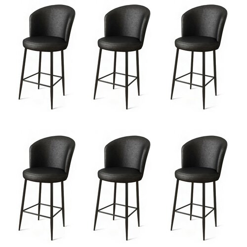 Zestaw krzeseł barowych Uras Black and Black , 6 szt.