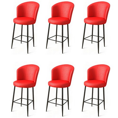 Set de scaune de bar Uras Red and Black, 6 buc.