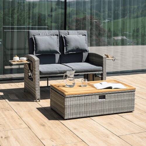 Sofa ogrodowa rattanowa MALORY, szary/naturalny