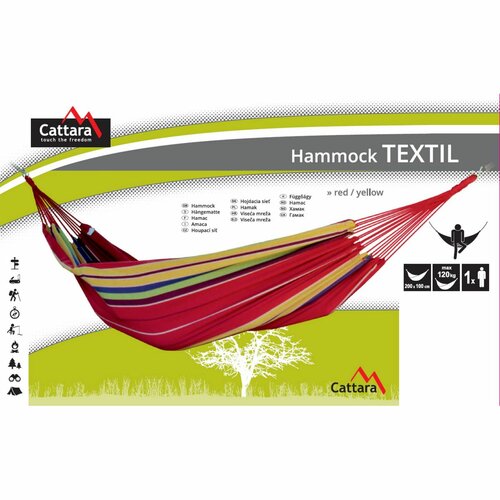 Cattara Hamak Textil czerwony, 200 x 100 cm